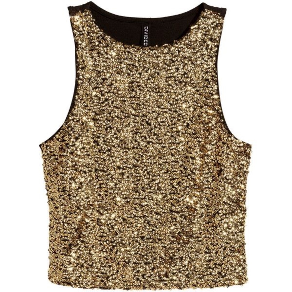 H&M Medium gold sequins crop top